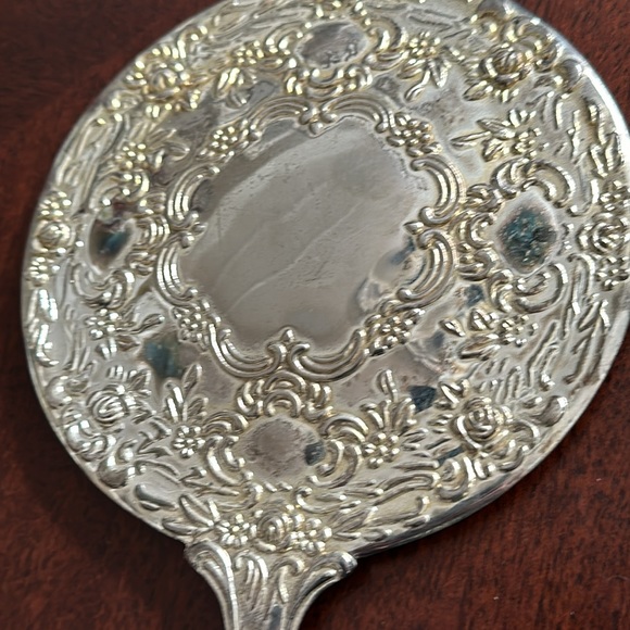 Ornate Princess Silver Plated Hand Mirror and Brush Vanity Set - Picture 5 of 6